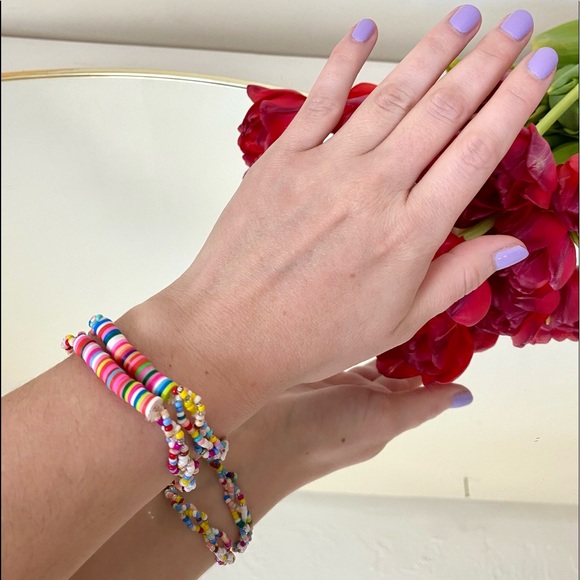 Pair Of Colorful Silicone Beaded Friendship Bracelets - Picture 8 of 9